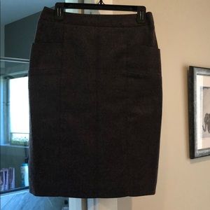 Straight, knee length lined wool skirt